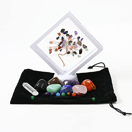 Nvzi Arbre de vie des 7 chakras, pierres chakra, cristaux de guérison, cristaux pour débutants, cadeaux spirituels pour femmes, cristaux et pierres, véritables cristaux et pierres de guérison