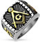 Paula & Fritz® Ring Herren Freimaurer-Gussring 316L Chirurgenstahl Größe 64 (20,4) 8-mm Breit Silber Gold Damenring Partnerring Ehering Bandring
