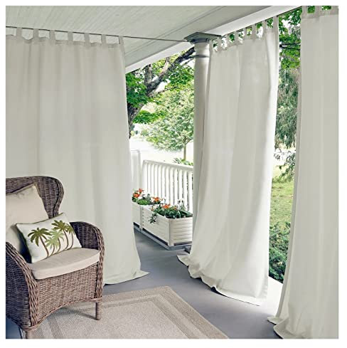 GYYN Outdoor Waterproof Curtains with Stainless Eyelet Thermal Insulated Waterproof Windproof Blackout Curtains for Patio Door Pergola, 1 Panel (Color : White, Size : 2.5x2.5m/8.2x8.2ft)