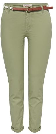 ONLY Damen Onlbiana Cotton Belt Cc PNT Chinohose, Aloe, 38W / 32L EU