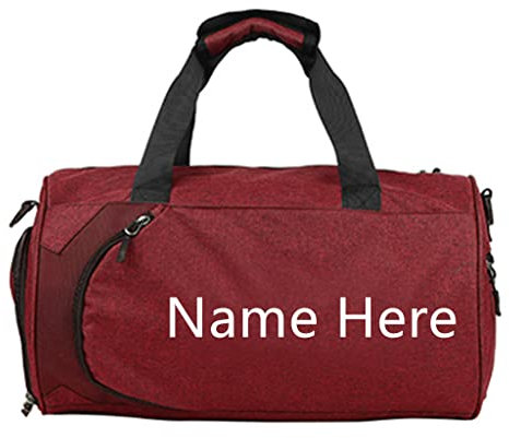 Dinikally Personalisierte Bestickte Sporttasche Reisetasche Rot S L mit Schuhfach & Nassfach (Duffelbag)