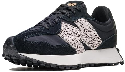 New Balance Women's 327 Shoes, Black/Sea Salt, 7.5/M | Suede/Mesh