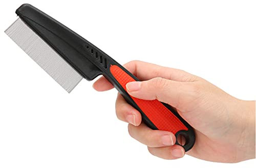 Kopfhaar-Floh-Läusekamm, 3 Stück, Nissenkamm für Kopfläuse, Behandlung von Kopfläusen, Nissen, Edelstahl, feiner Zahnkamm, Läusekamm mit ergonomischem Griff, für Kinder, Erwachsene, Haustiere, Hunde