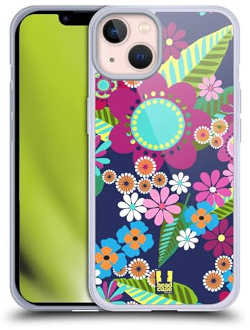 Head Case Designs Blu Notte Ornamenti Botanici Custodia in Gel [Protezione di Grado Militare] Compatibile con Apple iPhone 13 E Compatibile con MagSafe