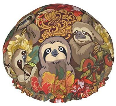 Cuffia da doccia divertente riutilizzabile per capelli da bagno a doppio strato impermeabile cappello da doccia per donne, uomini, bambini, spa o salone