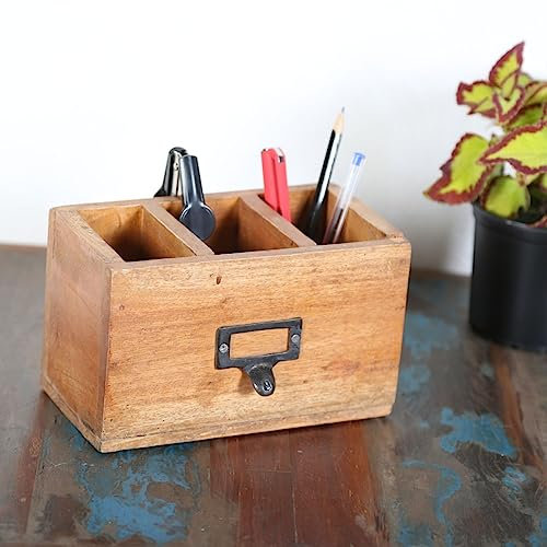 Casa Moro Organizer Imola aus recyceltem Teak-Holz Stiftehalter Holzbox Schreibtisch NUA010