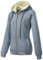 MOVE BEYOND Giubbotto Felpa da Donna con Cappuccio Foderato in Pile Caldo Giacca Invernale a Maniche Lunghe con Zip Hoodie Casual Monocolore, Grigio, XXL