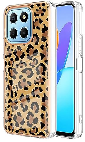 COMAKU Coque Compatible pour Honor X6 / Honor X8 5G, Élégant en Motif Design, Souple TPU + PC Silicone Antichoc Gel Etui Résistant Téléphone Case - Léopard