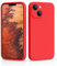 CALOOP Slim-Fit for iPhone 13,Sturdy Shockproof Hard Frame Cover with Anti-Scratch Microfiber Lining,Skin Soft Liquid Silicone,Full Protection for Screen and Camera Lens(Red)