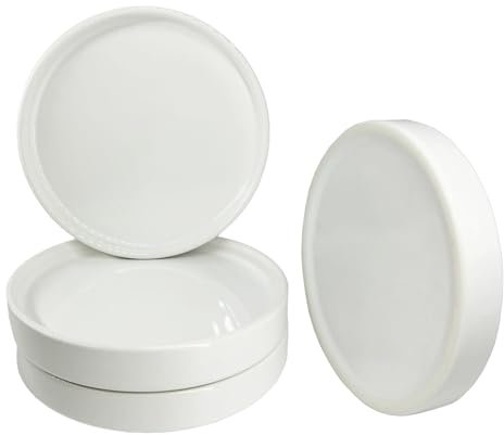 Confezione da 4 sottovasi in ceramica per piante da 10 cm, per interni ed esterni, resistenti e robusti, per vasi smaltati (12 cm, bianco)