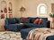 Lisa Design Rune – Ecksofa Links – 4-Sitzer – mit hocker – aus Cord Nachtblau