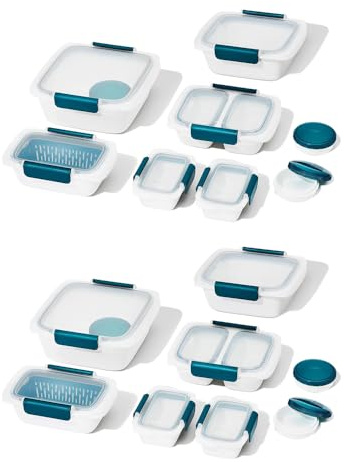 OXO Good Grips Prep & Go 20-teiliges Lebensmittelbehälter-Set, 2 Stück