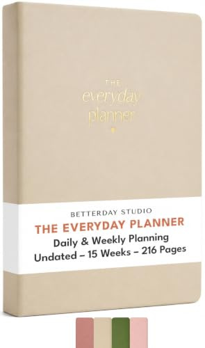 The Everyday - Agenda giornaliera senza data, in similpelle, formato A5, 216 pagine, per pianificazione giornaliera settimanale, lista delle cose da fare, lavoro, viaggi, organizer, obiettivi
