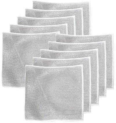 Sulobom Mehrzweck-Draht-Geschirrtücher für nass und trocken, wiederverwendbare Küchen-Geschirrtücher, fusselfreies Tuch, kratzfestes Draht-Geschirrtuch, multifunktionale Draht-Reinigungstücher für die