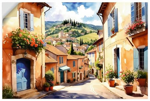 ARTland Wanddeko Wandtattoo selbstklebende Vinylfolie 90x60 cm Mediterrane Deko Stadt Idyll Landschaften Sizilien Sonne Sommer Bella Italien U5CW