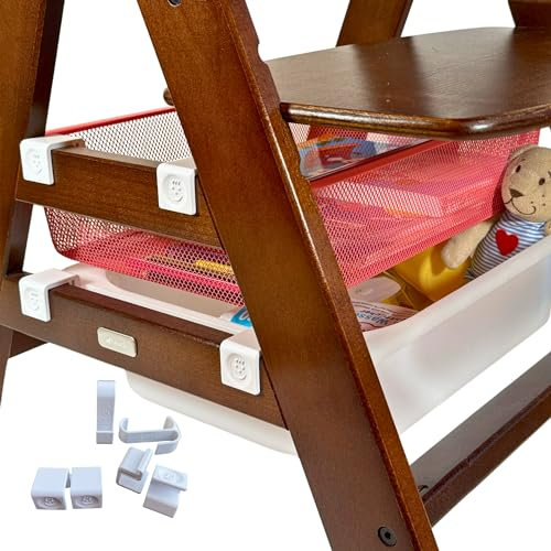 EmSoLi Trofast Adapter kompatibel für Hochstuhl Hauck Alpha für Plastikwannen und Körbe,Haken, (Weiss, Trofast Adapter + 2 Haken)