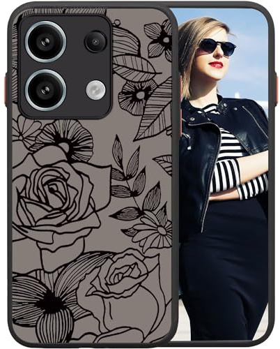 POUHYE Cover per Xiaomi Redmi Note 13 5G Custodia, Case Protettiva Antiurto Silicone Morbido, Indietro PC Traslucido Opaco Antigraffio, Protezione Completa Fotocamera, 3D Rose Pattern Print Design