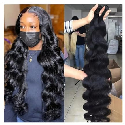 Human Hair Bundles Body Wave Bundles Brazilian Hair Weave 1/3/4 PCS Real Human Hair Bundles Natural Black 8-40 Inch Double Weft Remy Hair Extensions Haarverlängerungen ( Size : 40 40 40 40 )
