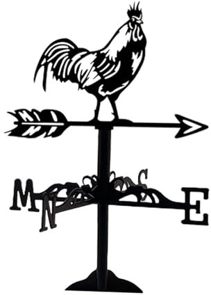 Sharplace Kleine Wetterfahne aus Metall, Windfahne, Silhouette, Retro, Windrichtungsanzeiger, Wetterfahne für Bauernhaus, Cottage, Rasen, Hof, Hahn