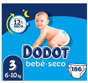 Dodot Bebé Seco Windeln, Größe 3 (6-10 kg), Packung mit 186 Windeln