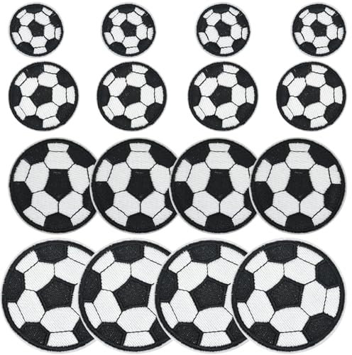 Homirty 20 Pieces Football Embroidery Patches, Football Cloth Stickers, Football Embroidered Iron on Patches, Soccer Ball Decorative Patches, Soccer Iron on Patches for Football Shirt, Reusable