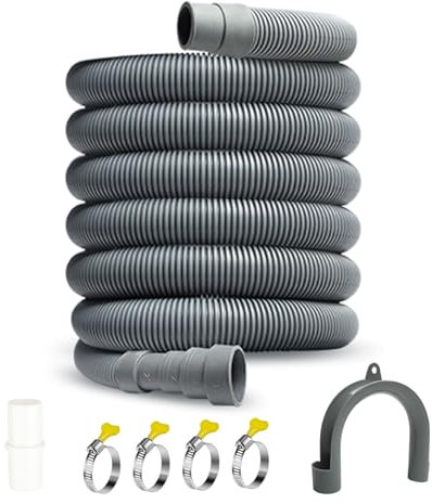Storystore Ablaufschlauch Verlängerung, 3m Universal Waschmaschinenschlauch Verlängerung mit Bügel Verbinderl und Schlauchschellen, Waschmaschinen Geschirrspüler Abwasserschlauch Verlängerung Set