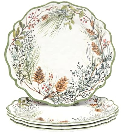 Certified International Winters Forest 11 Melamine Dinner Plates, Set of 4