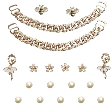 BSITSSS Pearls DIY Shoe Charms, 19 Piece Clog Charms, Bees Shoe Decoration Charms, Crystal DiamanteS hoe Charms for Clogs, Removable Shoe Charm for Women's Birthdays, Gifts and Shoe Decorations