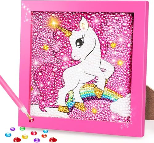 Boocooberg 5D DIY Diamond Painting Einhorn Mit Holzrahmen für Kinder - Diamant Bilder für Mädchen 6-10 Jahre - Art Craft für Home Wand Decor