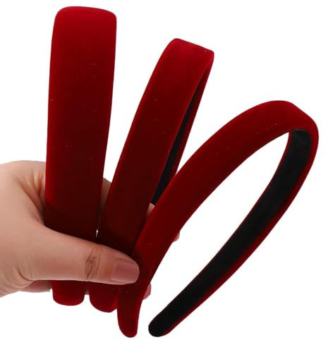 Goiern Lot de 3 bandeaux en velours pour femme - Solides et simples - Pour fille - Larges, moyens et fins - Accessoires de cheveux tendance pour femmes et filles (vin rouge)