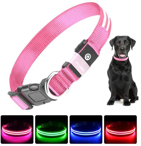 PcEoTllar Leuchthalsband Hund USB Aufladbar - LED Halsband für Hunde Hundehalsband Wasserdicht Leuchtend Einstellbare Größe, 3 Modi, Leuchthalsband für Nachtsicherheit Kleine und mittlere Große Hunde