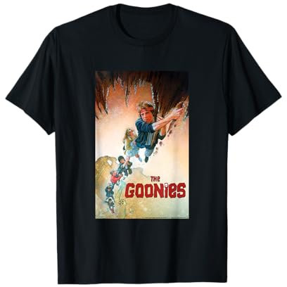The Goonies T-Shirt Noir Suspendu à Stalactite, Unisex-Adultes, Manche Courte, T-Shirt Classique, Size S
