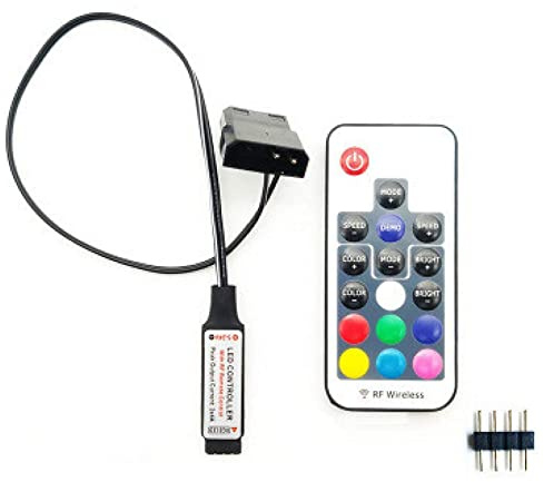 Sessleger Beleuchtungseffekt-Controller für Computer-Lüfter, 5 V, 3 Pin/12 V, 4-polig, RGB-Steuerung von Ventilator-Ausrüstung/Fernbedienung mit Ein/Aus