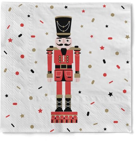 HAPPY PAPER Serviette Casse-Noisettes (Nussknacker) aus Tissue 3-lagig, Einwegserviette ideal für Adventsdekoration & Weihnachtsfeiern, 33 x 33 cm, 20 Stück