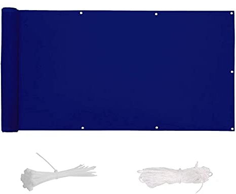 1 x 9 m wetterbeständige Balkon-Terrasse, Gartenzaun, Blende, Blau