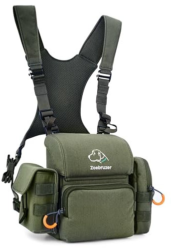 Zoebruzer Fernglas-Geschirr-Brusttasche, Bino Geschirrtasche mit Entfernungsmesser-Tasche und Regenschutz, Molle-System, multifunktionales Jagdpack