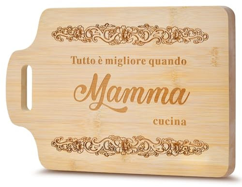 Regalo Mamma,Tagliere in Bambù Inciso Festa della Mamma Idee Regalo Compleanno Natale Anniversario,Regali di Cucina per la Mamma Nonna,Regalo Buon Compleanno Donna