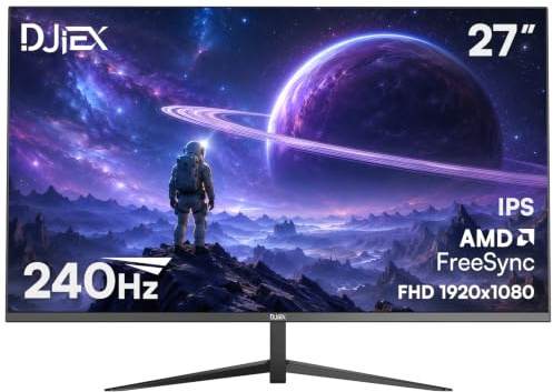 DJiEX Monitor, 61 cm (24 inch), FHD, 1920 x 1080p, 75 Hz, with Computer Speaker, Display 99% sRGB 3 ms Monitors, Support DP HDMI VESA Gamer Monitor for Gaming Home Office