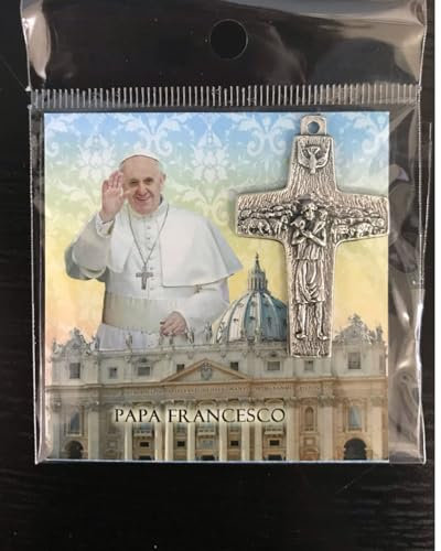 Kreuz Papst Franziskus Brustgeschirr aus Metall 4 cm, Kruzifix Guter Hirte Made in Italy, religiöser Anhänger Papst Bergoglio, Brustmedaille zum Gedenken an den Heiligen Vater, Rosenkranz Bergoglio