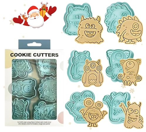 CHIHOLEN 6 Stück Ausstechformen Weihnachten, 3D Weihnachten Ausstecher Set, Kunststoff Ausstechform Weihnachten, Plätzchen Ausstecher Weihnachten, Keksausstecher für Tortendeko Kekse Backen