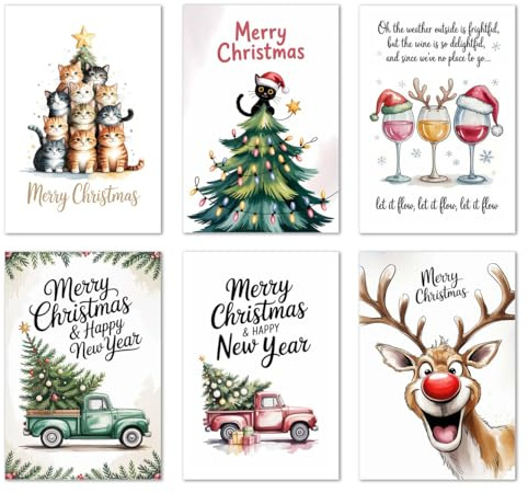 Edition Seidel Set di 6 biglietti di Natale esclusivi con busta, biglietti doppi e pieghevoli con busta, cartolina di auguri, cartolina di Natale, Natale