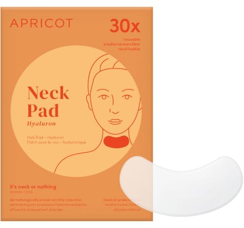 APRICOT Beauty- Hals Pad mit Anti-Falten-Effekt, Halsstraffung durch Hyaluron, Wiederverwendbares Silikon Pad - Halsfalten Reduzieren, Anti Falten Hals, Dekoltee Creme Straffend
