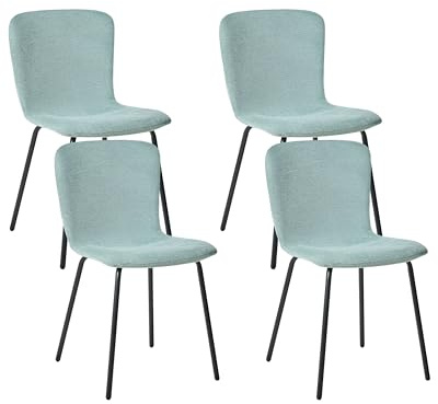 Beliani Esszimmerstuhl 4er Set Stoff mintgrün mit Metallbeinen schwarz modern Caldwell