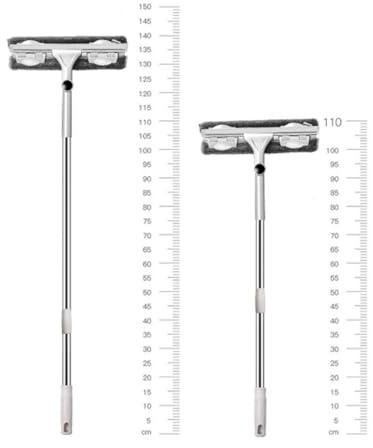 CIYODO Cepillo Limpiador de Ventanas Doméstico de Doble Cara con Varilla Telescópica de Acero Inoxidable Herramienta para Limpieza de Cristales Altura Mango Largo Ajustable para