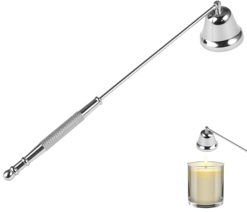 Kerzenlöscher aus Edelstahl, 21 cm Silber Doch Löscher mit Langem Griff | Kerzenauslöscher, Kerzen Ausmachen, Kerzenglocke, Candle Snuffer, für die Meisten Kerzen, Kerzenlöscher Verschenken Geeignet