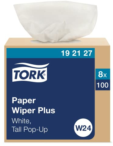 Tork Paper Wiper Plus White W24, Pop-Up Box, 8 x 100 Sheets, 192127