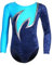 Turnanzug Java Spezial Samt - Stretch-Material langarm Gymnastikanzug Turnbody langärmlich, Größe:170, Farbe:Samt Blau - Silber & Türkis