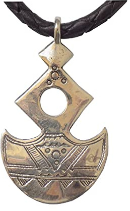 Croix du Sud Tou-areg Demi-Lune en Argent Estampillé avec Cordon Cuir TOU19
