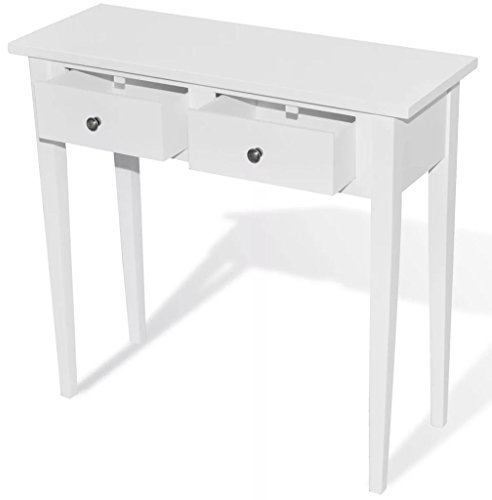 Tidyard Konsolentisch Sideboard Konsole Holztisch MDF + Kiefernholz Beistelltisch mit 2 Schubladen 79 x 30 x 74 cm Weiß