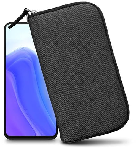 XiRRiX Handytasche für Smartphone 4XL 6,7 Größe - Modell 2.0 - universal Handyhülle mit Handschlaufe - Handy Hülle mit Reißverschluss - Tasche schwarz/grau